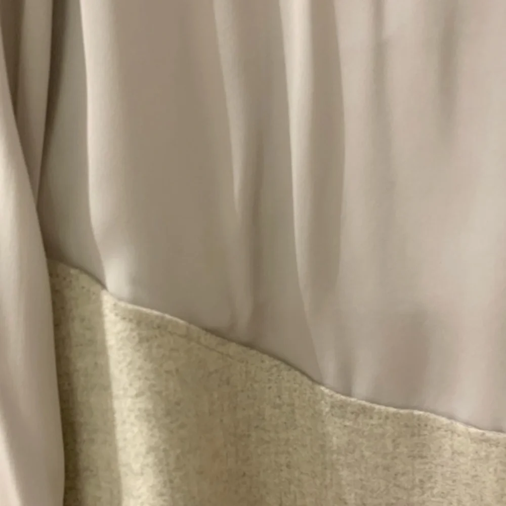Stunning 100% Silk Light Grey JOSEPH Blouse w/ Wool Felt Detailing‎
